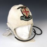 A pre-War Lewis type white cotton flying helmet bearing a bullion-embroidered 600 (City of London)
