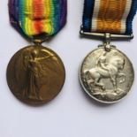 British War and Victory Medals to 53323 Dvr W Wilkinson, RA