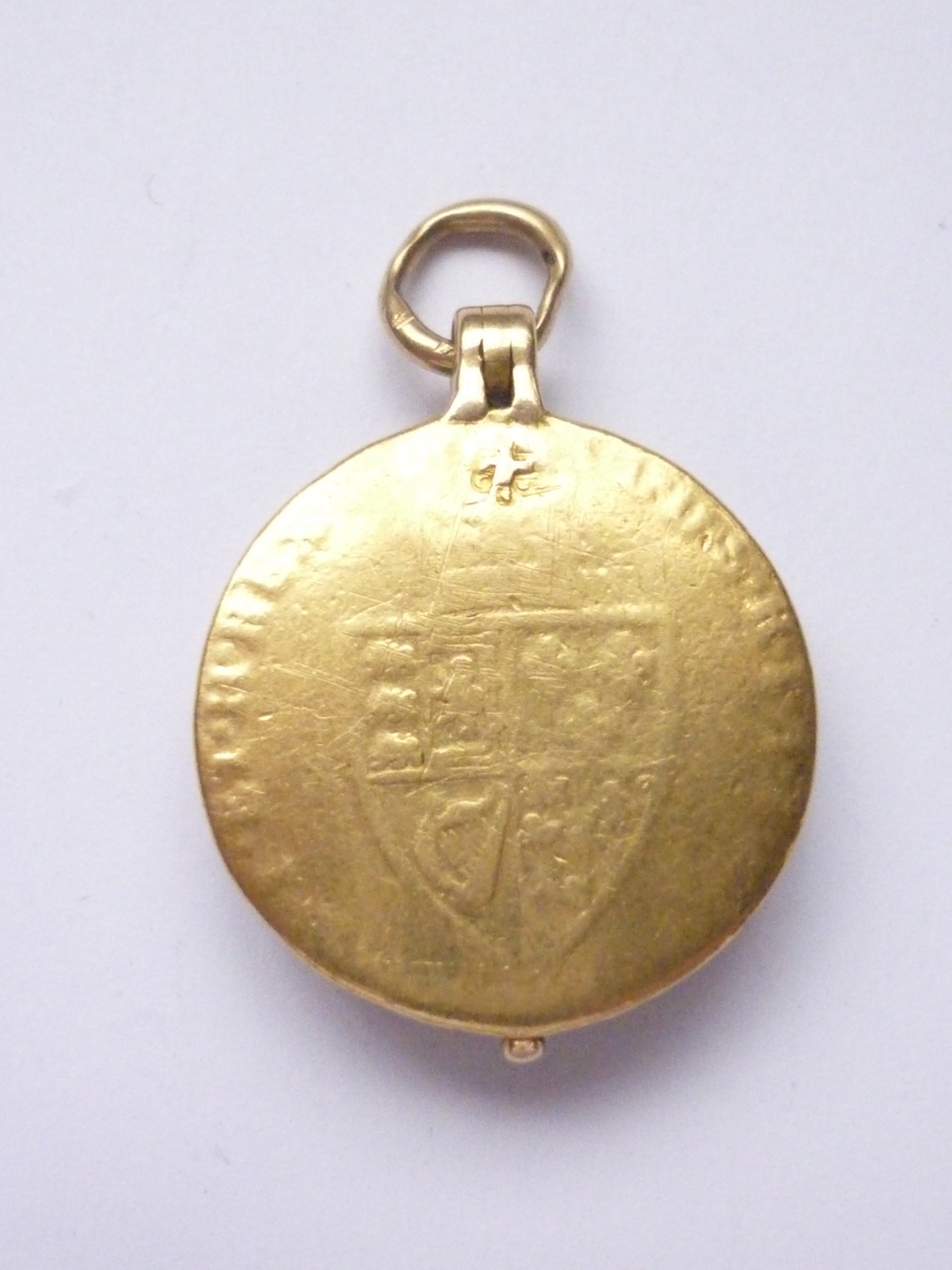 A Victorian locket fob fabricated from a George III gold spade guinea and bloodstone matrix, the - Image 2 of 2