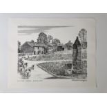 [ Autograph ] Alfred Wainwright MBE (1907-1991) Village Green, Arncliffe, lithographic view,