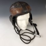 A 1936 dated French Modelle "Zinszner" flying helmet and Gosport tubes