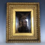 A 19th century crystoleum depicting a religious scene, in a moulded gilt frame, 23 x 16 cm