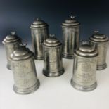 A collection of Victorian Cambridge University rowing / boat club prize pewter tankards from