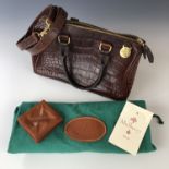 A Mulberry "antique" leather handbag, of simulated crocodile skin, with brass hardware, dust bag and