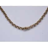 A yellow-metal fancy belcher-link neck chain, with swivel, tests as gold, 19.7g