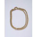 A 9ct gold rope-link neck chain, 5.5g
