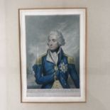 A half-length portrait of Lord Nelson by George Baxter (1804-1867), hand-tinted, framed and