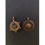 A Victorian watch chain fob compass and a silver watch chain fob