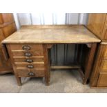 An oak office desk, circa 1930s-1950s, 130 x 60 x 80 cm