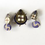 A set of George V London Royal Navy Rugby Union enamelled silver cufflinks, T&S, Birmingham, 1913,