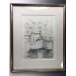 Caroline McAdam Clark (Contemporary) Aldeburgh Church Gargoyle, graphite and coloured pencil, framed