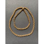 A 9ct gold rope-link necklace, (7g)