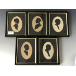 A Victorian silhouette of the Mayor of Coventry Dr Webb Fowler, together with four further family