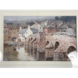 (19th Century) View of the old bridge at Dumfries, in the style of Christian Jane Fergusson (1876-