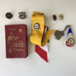 A 1958 "Soccer Diary", Carlisle United Football Club lapel badges and a pendant