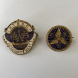 A 1923 "Cyclist Meet" enamelled lapel badge and one other early 20th Century bicycle association