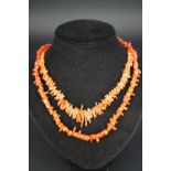Two vintage branch coral necklaces