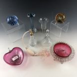 Victorian through to contemporary glass, including a cranberry dish, Caithness paperweight and