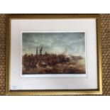 After David Cartwright "The Battle of Waterloo", signed limited edition giclee print, framed and