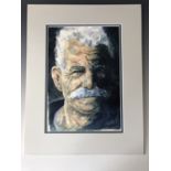 Jackie Adshead (Contemporary) Portrait of a gentleman with white hair and moustache, watercolour,
