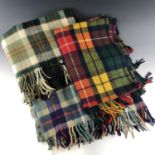 Three vintage tartan woollen throws