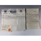 Automotive ephemera comprising a 1930s Ritchies Fiat Cars Ltd of Glasgow invoice, and a 1918