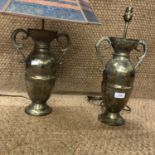 A pair of Indian brass table lamps