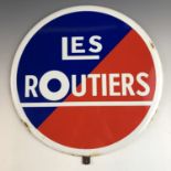 A "Les Routiers" enamel sign