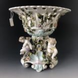 A late 19th century Meissen figural table centrepiece, 31 cm (a/f)