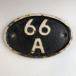 A cast iron railway shed plate, 66A (Polmadie)