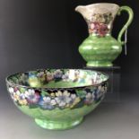 A Maling pottery Garland pattern bowl and Rosine jug