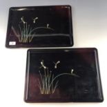 Two lacquered tea trays, 41 x 30 cm