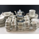 An extensive Royal Doulton Pastorale pattern tea, coffee and dinner service, H002, (approximately