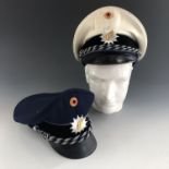 Two post-War German Railway Police / Bahnpolizei caps
