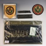 Railwayana: LMS bullion-embroidered blazer badge, wall plaque, cast model Flying Scotsman etc