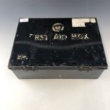 An ex British Rail St Johns Ambulance First Aid box and contents