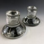 Two LMS railway glass ink wells