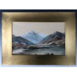 J*** Douglas (19th Century) Loch Ard, quiescent view at dusk, watercolour, under gilt passe-partout,