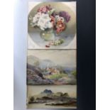 Three period unframed watercolours, including John Bates Noel (1870-1927), "Cottages Near Jubilee
