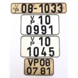 Four post-War East German Volkspolizei vehicle registration plates