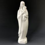 A Royal Copenhagen Blanc de Chine figurine of the Madonna and child, 23 cm