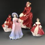 Royal Doulton figurines, namely Louise, Emma and Southern Belle, together with a Coalport figure