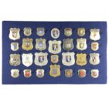 A mounted display of post-War German Police / Deutsche Polizei enamelled badges