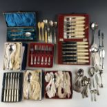A quantity of vintage cased and other cutlery, including Community Plate and a Victorian butter,
