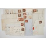 Twelve covers with 1d red-brown imperforate stamps, including some multiples, SG 8-12