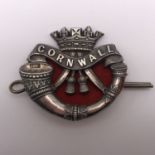 A Victorian Duke of Cornwall's Light Infantry hallmarked silver cap badge, Jennens & Co, Birmingham,