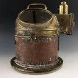 An Admiralty Pattern 183 brass small boat binnacle and compass, 27 cm