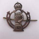 A Royal Armoured Corps silver cap badge, J R Gaunt, Birmingham, 1942