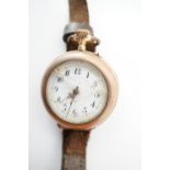 A Belle Epoque 14ct gold fob watch converted to be worn on the wrist, having a crown-wound French