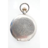 A lady's white-metal (tests as silver) hunter fob watch, with crown-wound pin-set movement, white